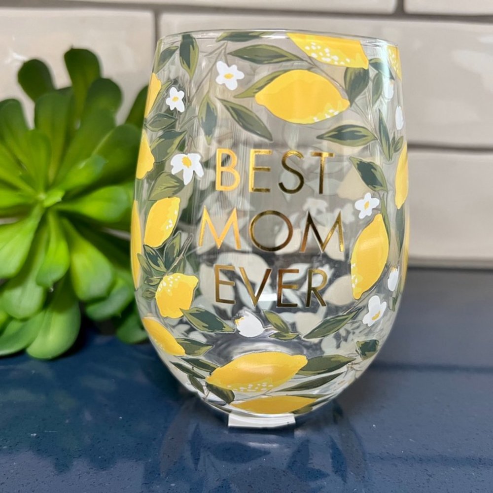 FIRM!  Best Mom Ever Lemon Twist Stemless Wine/Water/Juice Glass
